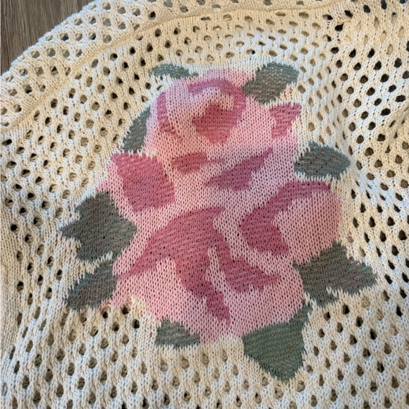 Lucky Brand Open Knit Rose Cardigan – Size Large - Picture 4 of 4